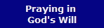 Praying in 
God's Will